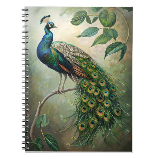 Elegante Peacock Botanische Wall Art Print Notitieboek