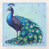 Elegante Peacock Design Glass Onderzetter (Voorkant)