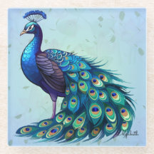 Elegante Peacock Design Glass Onderzetter