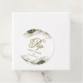 Elegante Peacock Feather Baby shower Champagne Bedankjes Labels (In situ)