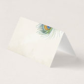Elegante Peacock Feather Blauwgroen Place Card Visitekaartje (Achterkant)