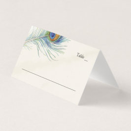 Elegante Peacock Feather  Blauwgroen Place Card Visitekaartje