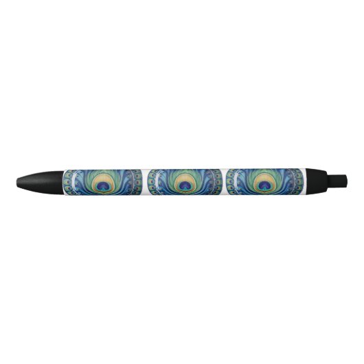 Elegante Peacock Feather Mandala Rode Inkt Pen (Voorkant)