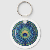 Elegante Peacock Feather Mandala Sleutelhanger (Voorkant)