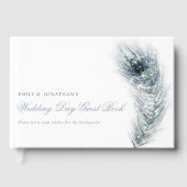 Elegante Peacock Feather Trouwdag Gastenboek (Voorkant)