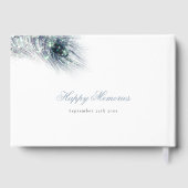 Elegante Peacock Feather Trouwdag Gastenboek (Achterkant)