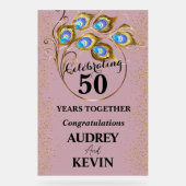 Elegante Peacock Feathers 50ste Jubileum Acryl Bord (Voorkant)