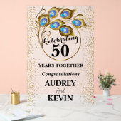 Elegante Peacock Feathers 50ste Jubileum Acryl Bord (Huwelijk)