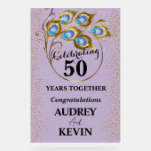 Elegante Peacock Feathers 50ste Jubileum Acryl Bord (Voorkant)