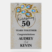 Elegante Peacock Feathers 50ste Jubileum Acryl Bord (Voorkant)