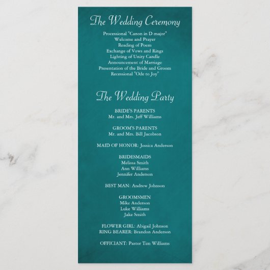 Elegante Peacock Feathers Wedding Program Programmakaart (Achterkant)