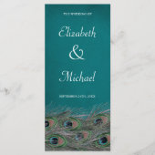 Elegante Peacock Feathers Wedding Program Programmakaart (Voorkant)