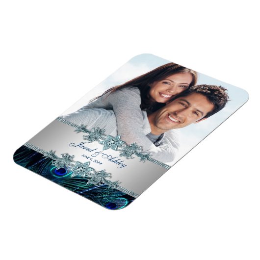 Elegante Peacock foto Bewaar de datum magneten (Linkerzijde)