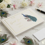 Elegante Peacock foto bruiloft gastenboek<br><div class="desc">Dit elegante Peacock Photo Wedding Guest Book is voorzien van echte gouden folie lijsten en tekst,  met een stijlvolle handgetekende blauw en blauwgroen pauw in inkt. Op de achterkant staat een verlovingen foto van de toekomstige heer en mevrouw.</div>