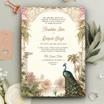 Elegante  Peacock Garden Indiase bruiloft Kaart<br><div class="desc">Verras uw gasten met deze elegante huwelijksuitnodiging met een prachtige pauw en  elementen met QR Code voor online RSVP of locatie. Voeg eenvoudig uw evenementgegevens toe aan deze gebruiksvriendelijke sjabloon om er een unieke uitnodiging van te maken.</div>