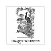Elegante Peacock in Tuinnaam Initiaal Zelfinktende Stempel (Design)