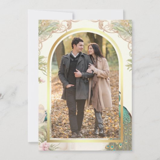 Elegante  Peacock Indiase paleis bruiloft Kaart (Achterkant)