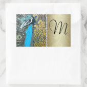 Elegante Peacock met Faux Jewels Monogram M Rechthoekige Sticker (Tas)