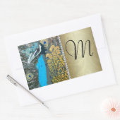Elegante Peacock met Faux Jewels Monogram M Rechthoekige Sticker (Envelop)