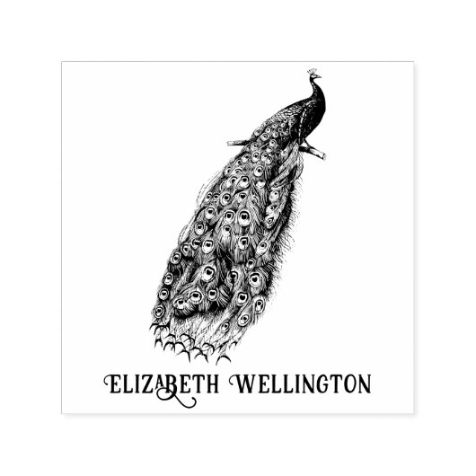 Elegante Peacock op een taknaam Zelfinktende Stempel (Design)