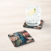 Elegante Peacock Pink Peonies Bier Onderzetter (Rechterzijde)