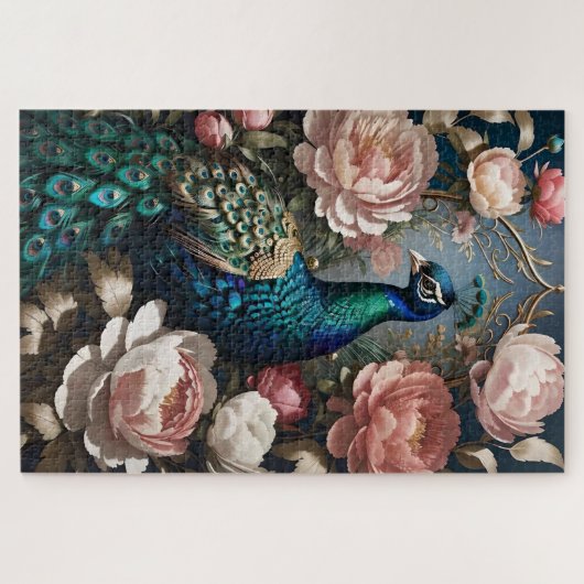Elegante Peacock Pink Peonies Legpuzzel (Horizontaal)