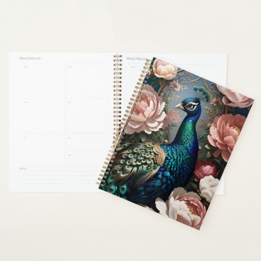 Elegante Peacock Pink Peonies Planner (Display)