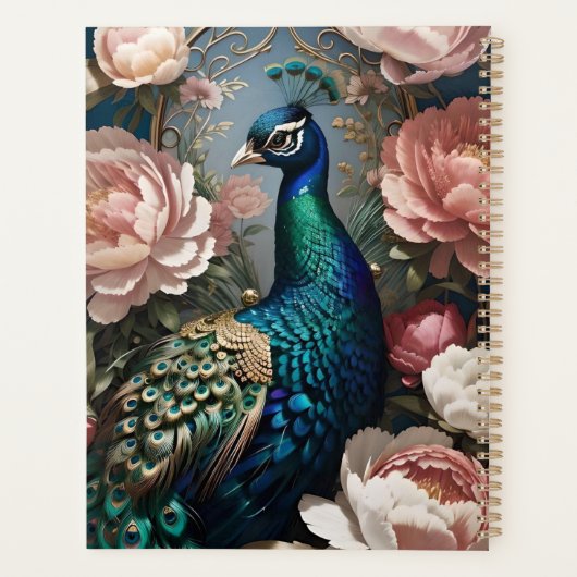 Elegante Peacock Pink Peonies Planner (Achterkant)