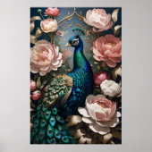 Elegante Peacock Pink Peonies Poster (Voorkant)