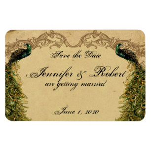 Elegante  Peacock Posh Bruiloft Save the Date Magneet