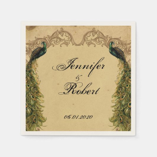 Elegante  Peacock Posh bruiloft servet (Voorkant)