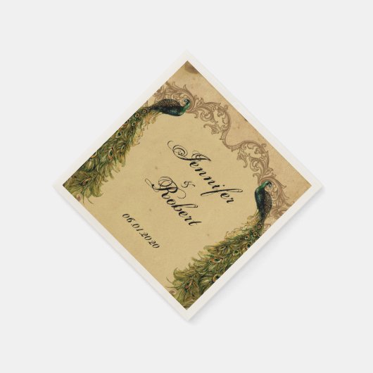 Elegante  Peacock Posh bruiloft servet (Hoek)