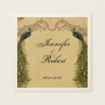 Elegante  Peacock Posh bruiloft servet<br><div class="desc">Dit prachtige en elegante ontwerp, genaamd Elegant Peacock Posh Wedding, heeft een prachtig geïnspireerd design. De achtergrond is een griezelig ivoren patroon met roldesign boven en onder. Aan beide zijden zijn er twee beschilderde pauzes. Ideaal voor een stijl of een opulente bruiloft. Deze set bevat uitnodigingen, behalve datumkaarten, reactiekaarten, dankuwel...</div>