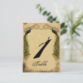 Elegante  Peacock Posh Trouwtafel Nummer Briefkaart (Staand voorkant)