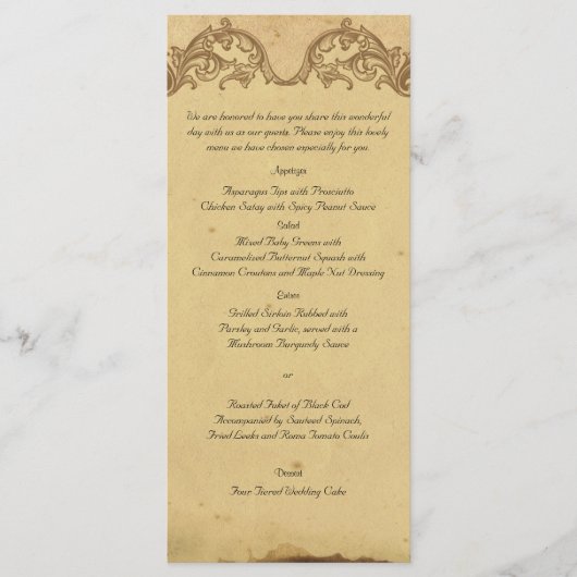 Elegante  Peacock Posh Wedding Menu (Voorkant)