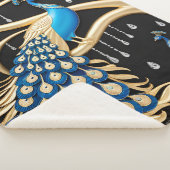 Elegante Peacock Sherpa deken met goud en blauw (3/4)