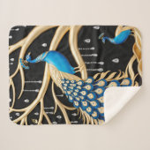 Elegante Peacock Sherpa deken met goud en blauw (Voorkant (horizontaal))