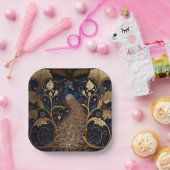 Elegante Peacock Square Paper Party Borden Papieren Bordje (Feest)