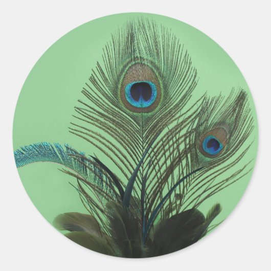 Elegante Peacock Sticker (groen) (Voorkant)