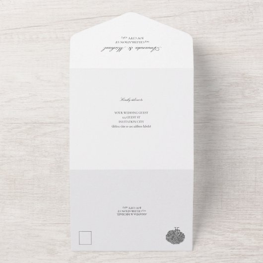 Elegante  Peacock Tri-Fold Seal en verzenden All In One Uitnodiging (Buitenkant)