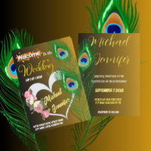 Elegante Peacock Veer & Roos Aangepaste Bruiloft