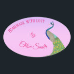 Elegante Peacock Vrijgezellenfeest gebakken produc Ovale Sticker<br><div class="desc">Elegante Peacock Vrijgezellenfeest Baked Goods sticker #elegant #peacock #Bridalshower #bakedgoods #sticker #wedding #pin #blue</div>