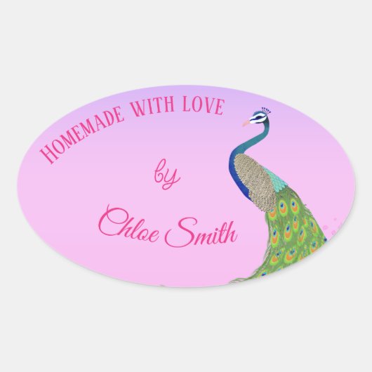 Elegante Peacock Vrijgezellenfeest gebakken produc Ovale Sticker (Voorkant)