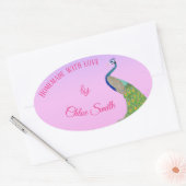 Elegante Peacock Vrijgezellenfeest gebakken produc Ovale Sticker (Envelop)