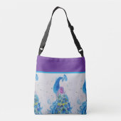 Elegante Peacock Waterverf Blauw schilderij Crossbody Tas (Achterkant)