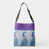 Elegante Peacock Waterverf Blauw schilderij Crossbody Tas (Achterkant)