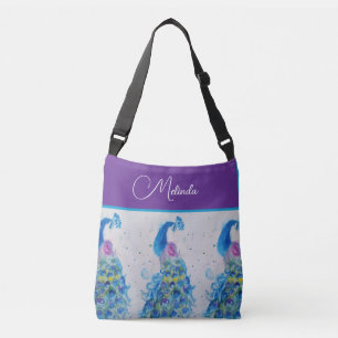 Elegante Peacock Waterverf Blauw schilderij Crossbody Tas