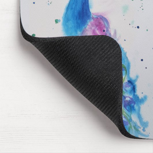 Elegante Peacock Waterverf Blauw schilderij Muismat (Hoek)