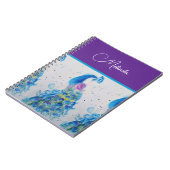 Elegante Peacock Waterverf Blauw schilderij Notitieboek (Linkerzijde)