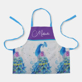 Elegante Peacock Waterverf Blauw schilderij Schort (Voorkant)